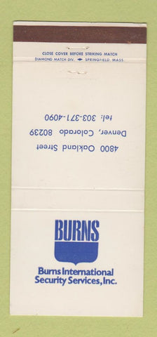 Matchbook Cover - Burns International Security Denver Colorado 30 Strike