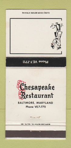 Matchbook Cover - Chesapeake Restaurant Baltimore MD 30 Strike