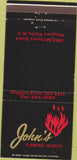 Matchbook Cover - John's Flaming Heart Niagara Falls NY 30 Strike