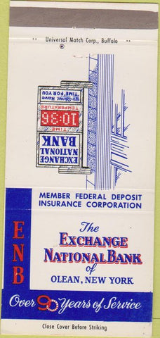 Matchbook Cover - Exchange National Bank Olean NY 30 Strike