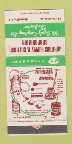 Matchbook Cover - Janitors Supply Chemical Greenville SC WEAR 30 Strike