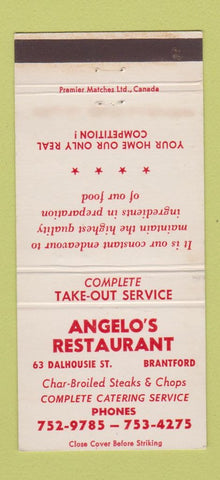 Matchbook Cover - Angelo's Restaurant Brantford ON 30 Strike