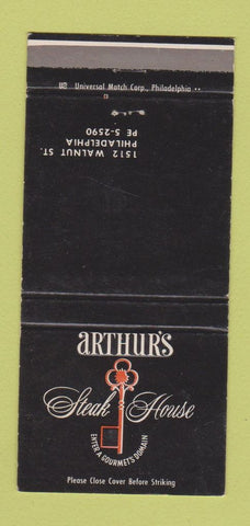 Matchbook Cover - Arthur's Steak House Philadelphia PA 30 Strike