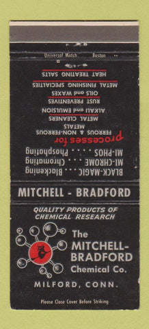 Matchbook Cover - Mitchell Bradford Chemical Milford CT 30 Strike