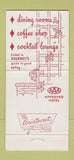 Matchbook Cover - Gus Genetti Hotel Motel Hazleton PA 30 Strike
