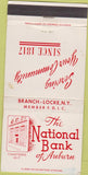 Matchbook Cover - National Bank of Auburn Branch Locke NY WEAR 30 Strike