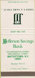 Matchbook Cover - Jefferson Savings Bank Watertown NY 30 Strike