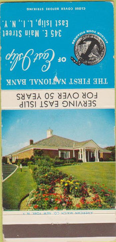 Matchbook Cover - First National Bank East Islip LI NY WEAR 30 Strike