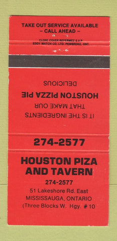 Matchbook Cover - Houston Piza Tavern Pizza Mississauga ON 30 Strike