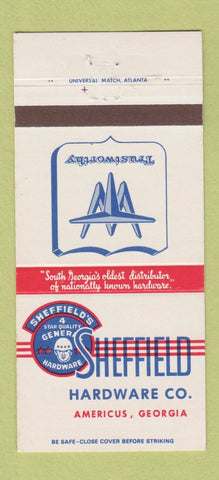 Matchbook Cover - Sheffield Hardware Americus GA 30 Strike