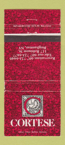 Matchbook Cover - Cortese Restaurant Binghamton NY 30 Strike