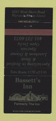 Matchbook Cover - Bassett's Inn Warwick RI 30 Strike