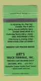 Matchbook Cover - Art's Truck Terminal Cheyenne WY Kelly Tires 30 Strike
