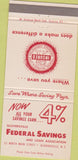 Matchbook Cover - Federal Savings Gloversville NY 30 Strike