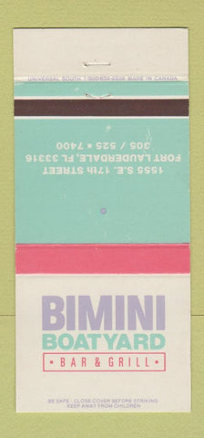 Matchbook Cover - Bimini Boatyard Bar Grill Fort Lauderdale FL WEAR 30 Strike