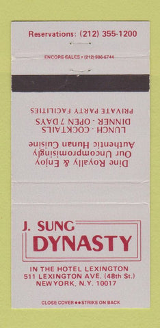 Matchbook Cover - J Sung Dynasty Chinese Food New York City 30 Strike