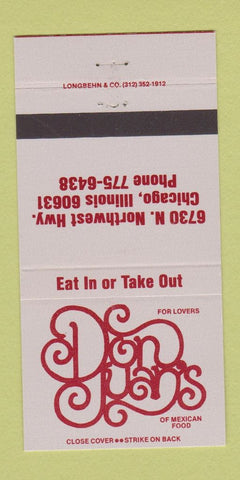 Matchbook Cover - Don Juan's Mexican Food Chicago IL 30 Strike