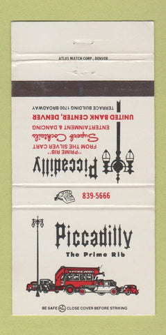 Matchbook Cover - Piccadilly Restaurant Prime Rib Denver Colorado 30 Strike
