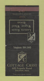 Matchbook Cover - Cottage Crest Waltham MA WEAR 30 Strike