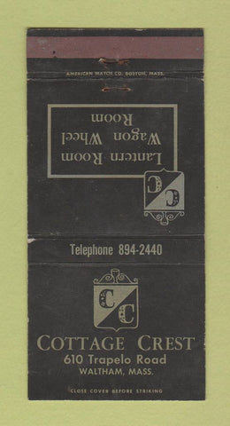 Matchbook Cover - Cottage Crest Waltham MA WEAR 30 Strike