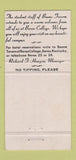 Matchbook Cover - Boone Tavern Berea College Hotel Berea KY 30 Strike