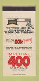 Matchbook Cover - Imperial 400 Motel Willcox AZ 30 Strike