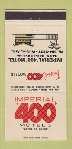 Matchbook Cover - Imperial 400 Motel Willcox AZ 30 Strike