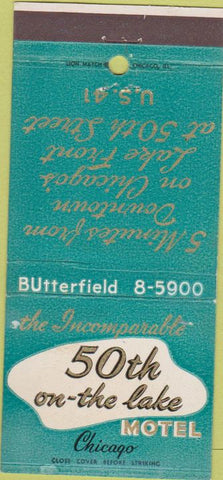 Matchbook Cover - 50th on the Lake Motel Chicago IL 30 Strike
