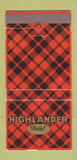 Matchbook Cover - Highlander Motel Williams AZ 30 Strike