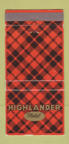 Matchbook Cover - Highlander Motel Williams AZ 30 Strike