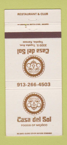 Matchbook Cover - Casa Del Sol Topeka KS 30 Strike