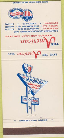 Matchbook Cover - American Savings Loan Cincinnati OH  30 Strike
