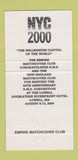 Matchbook Cover - Empire Match Club Lowell MA Hillary Clinton Giuliani 30 Strike