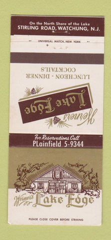Matchbook Cover - Werner's Lake Edge Restaurnt Watchung NJ 30 Strike