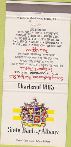 Matchbook Cover - State Bank of Albany NY 30 Strike