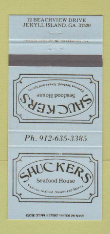 Matchbook Cover - Shuckers Seafood Jerkyll Island GA 30 Strike