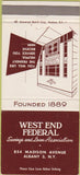 Matchbook Cover - West End Federal Bank Albany NY 30 Strike