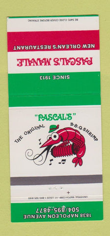 Matchbook Cover - Pascal's Manale New Orleans LA 30 Strike