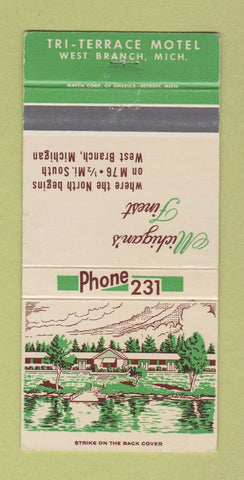 Matchbook Cover - Tri Terrace Motel West Branch MI 30 Strike
