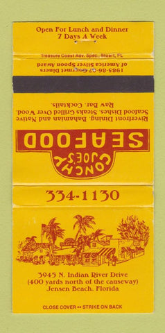 Matchbook Cover - Conchy Joe's Seafood Jensen Beach FL WEAR 30 Strike