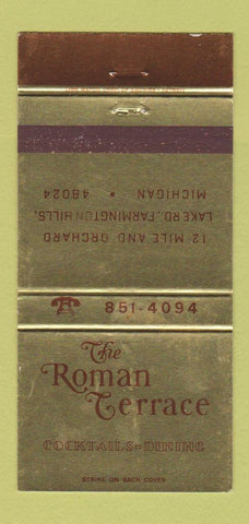 Matchbook Cover - Roman Terrace Restaurant Farmington Hills MI 30 Strike