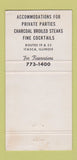 Matchbook Cover - Two Knights Restaurant Itasca IL 30 Strike