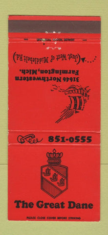 Matchbook Cover - The Great Dane Farmington MI 30 Strike