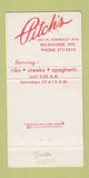 Matchbook Cover - Pitch's Restaurant Milwaukee WI 30 Strike