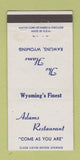 Matchbook Cover - Adams Restaurant Rawlins WY 30 Strike