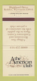 Matchbook Cover - American Club Kohler WI 30 Strike
