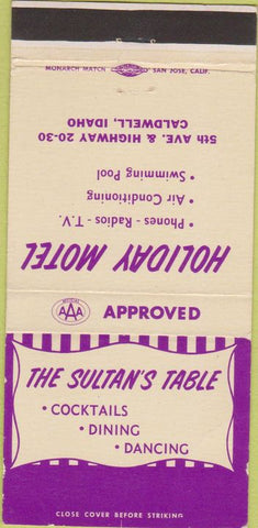Matchbook Cover - Holiday Motel Caldwell ID 30 Strike