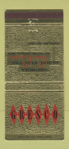 Matchbook Cover - Gresco Georgia Rural Electric Reynolds GA 30 Strike