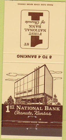 Matchbook Cover - 1st National Bank Chanute KS 30 Strike