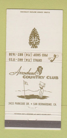 Matchbook Cover - Arrowhead Country Club San Bernardino CA 30 Strike